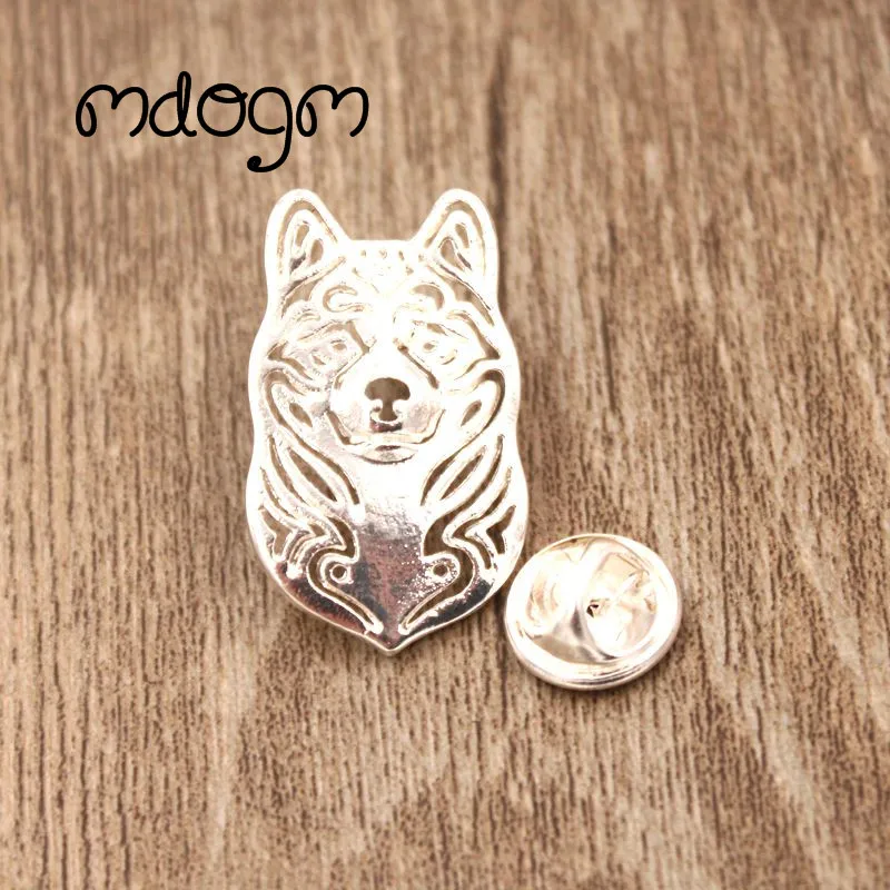 Mdogm Akita Dog Animal Brooches And Pins  Suit Cute Metal Funny Small Father Collar Badges Gift For Male Men B074