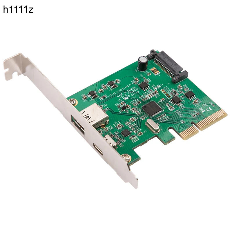 H1111Z PCI Express to USB3.1 USB-C + USB3.1 Type-A host controller card up to USB3.1 Gen-II 10Gbps supper speed+ ASM3142 Chipset