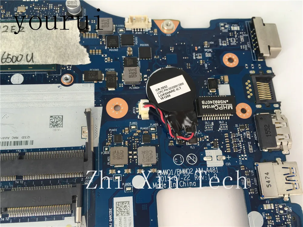 yourui  For Lenovo Ideapad 300-15ISK Laptop Motherboard  SR2EZ i7-6500u CPU  BMWQ1/ BMWQ2 NM-A481  Fully Tested ok Free Shopping