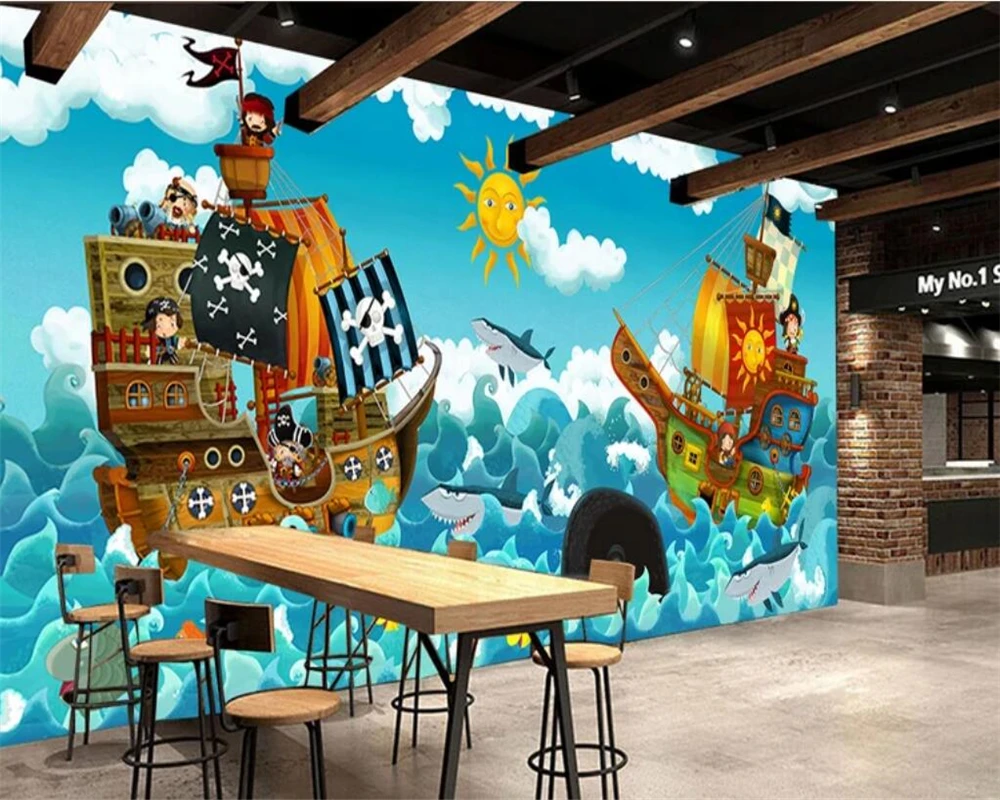 beibehang papel de parede Custom Wallpaper 3d Photo Murals Hand Painted Pirate Ship living room bedroom Background Wall paper 3d