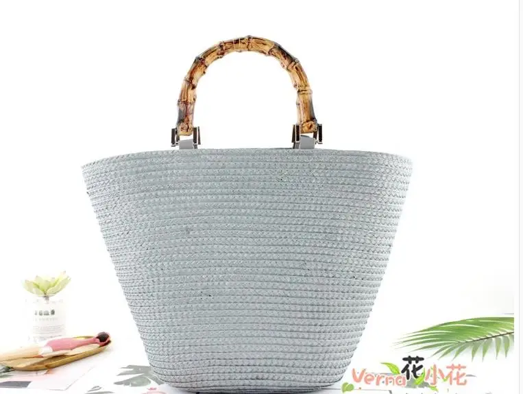 2019 South Korea\'s New Straw bag Casual Handbag Summer Holiday Shoulder Bag Woven Bag Shoulder Simple Solid Color Wild Straw Bag