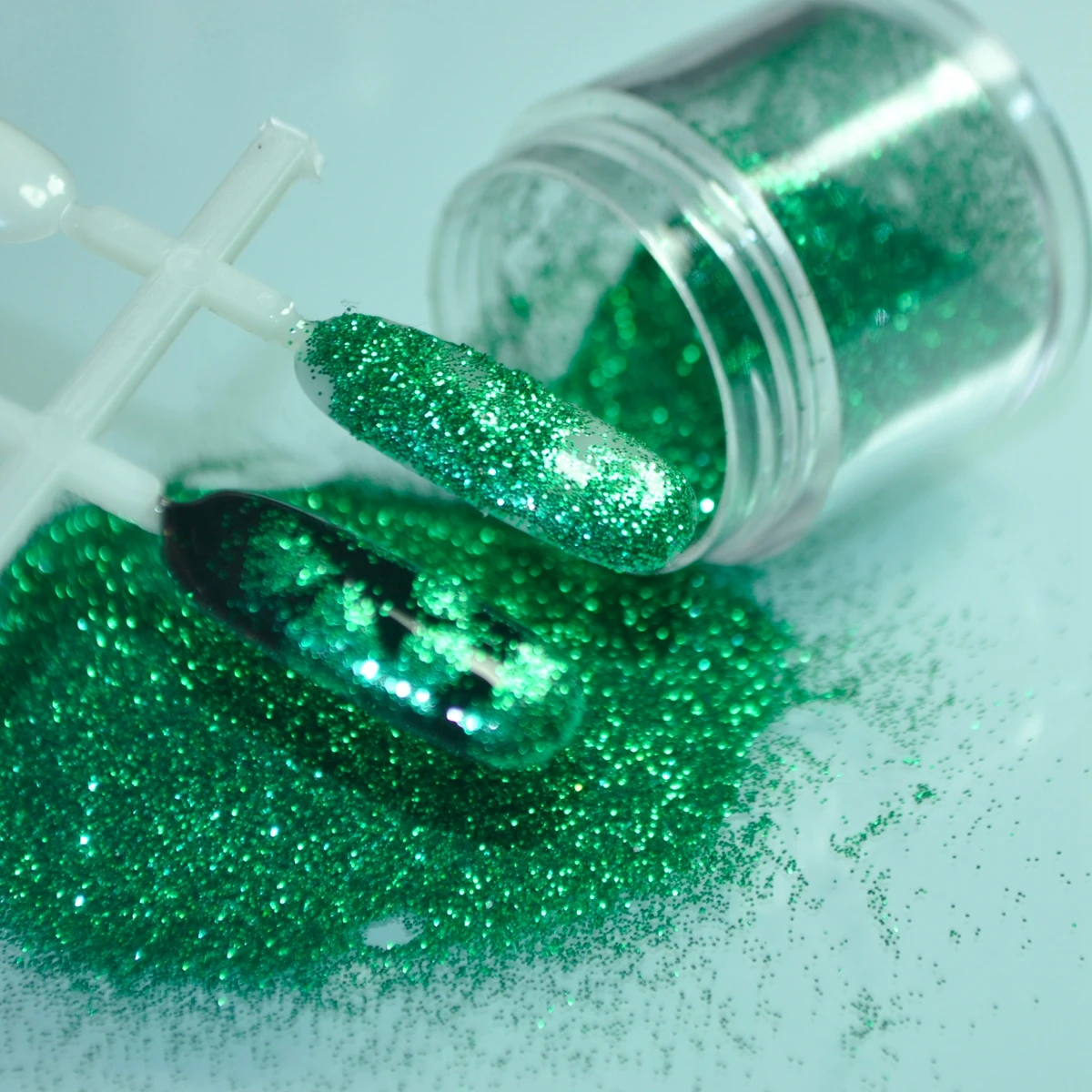 5.5g Bling Bling Green Nail Art DIY Acrylic Glitter Powder Glossy Pure Green Color in Clear Jar N64