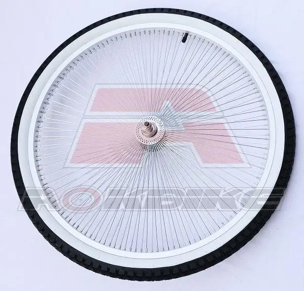 26/24 Inch Beach Bike Wheel 7 Speed Retro Beach Bicycle wheel V brake 2.125 white side tires 140PCS spokes Bike hub