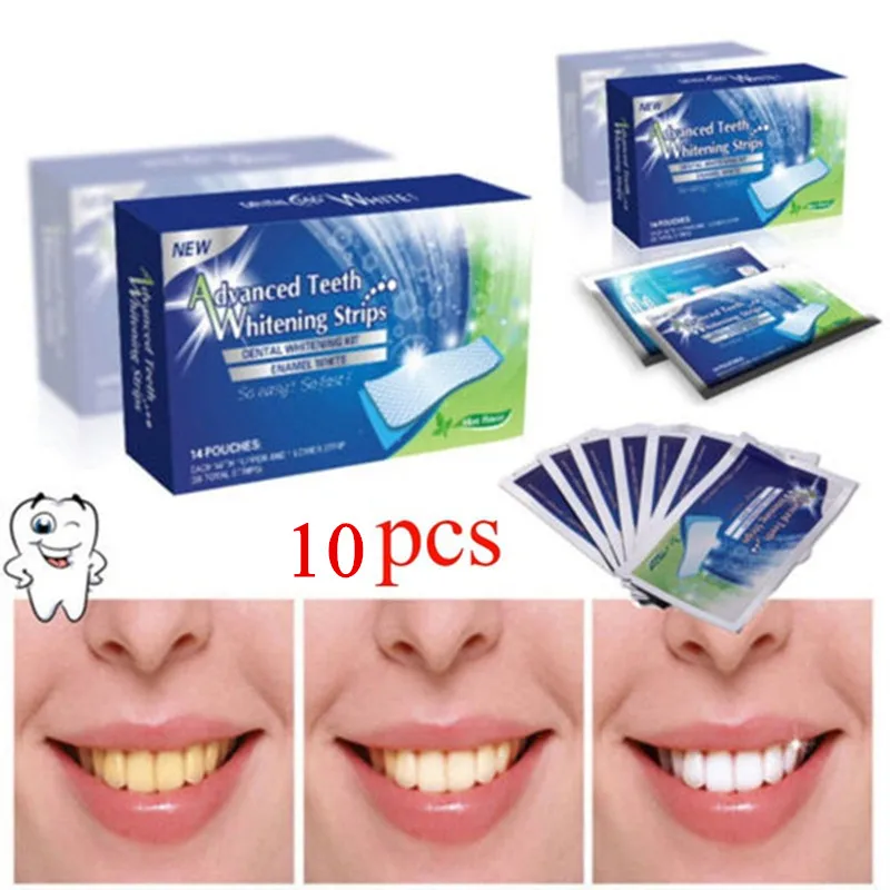 

10pcs/5pairs Advanced Teeth Whitening Strips Professional Oral Hygiene Care Double Elastic White Gel Strips Tooth Bleaching Set