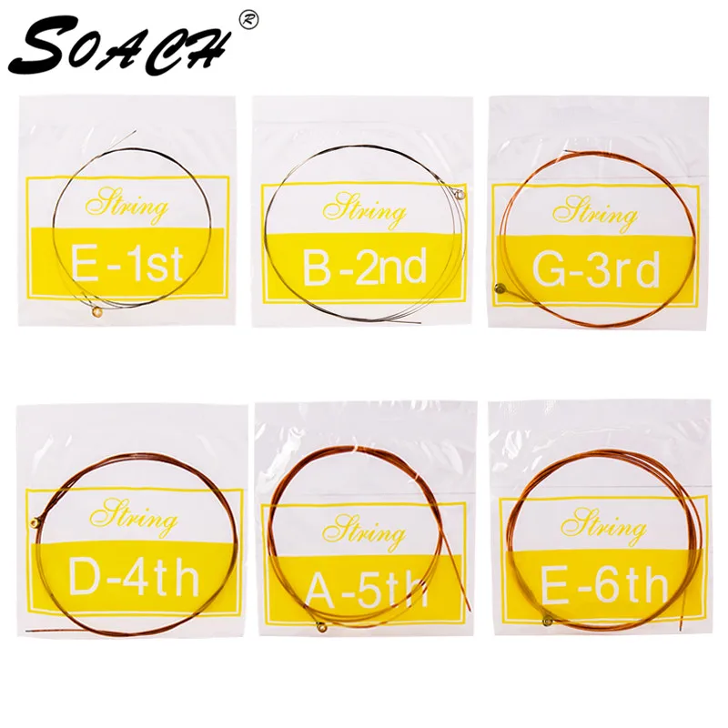 SOACH 6pcs/set Acoustic Folk Guitar Strings super steel core 6-string  high quality Guitar Accessories