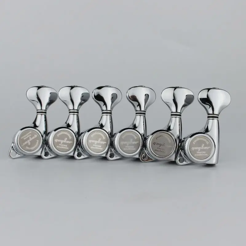 GUYKER Chrome Silver Lock String Tuners Electric Guitar Machine Heads Tuners