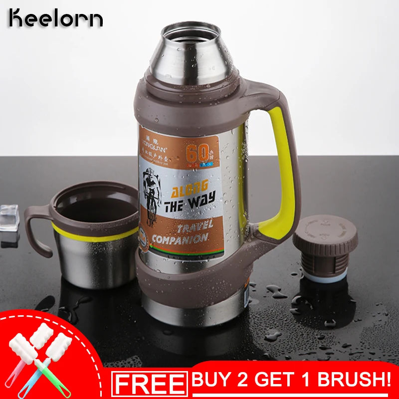

Keelorn 2L Double Stainless Steel Vacuum Travel Pot Large Capacity 2L Outdoor Car Travel Sport Bottle Portable Vacuum Flasks Cup