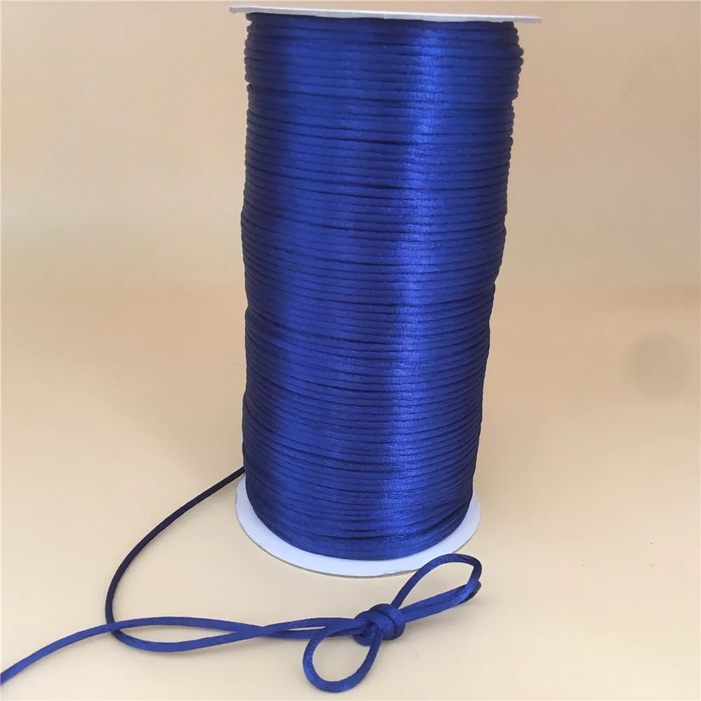 2mm X 20meters Royal Blue Chinese Knot Rattail Satin Cord for Braided String Jewelry Findings Beading Rope R368