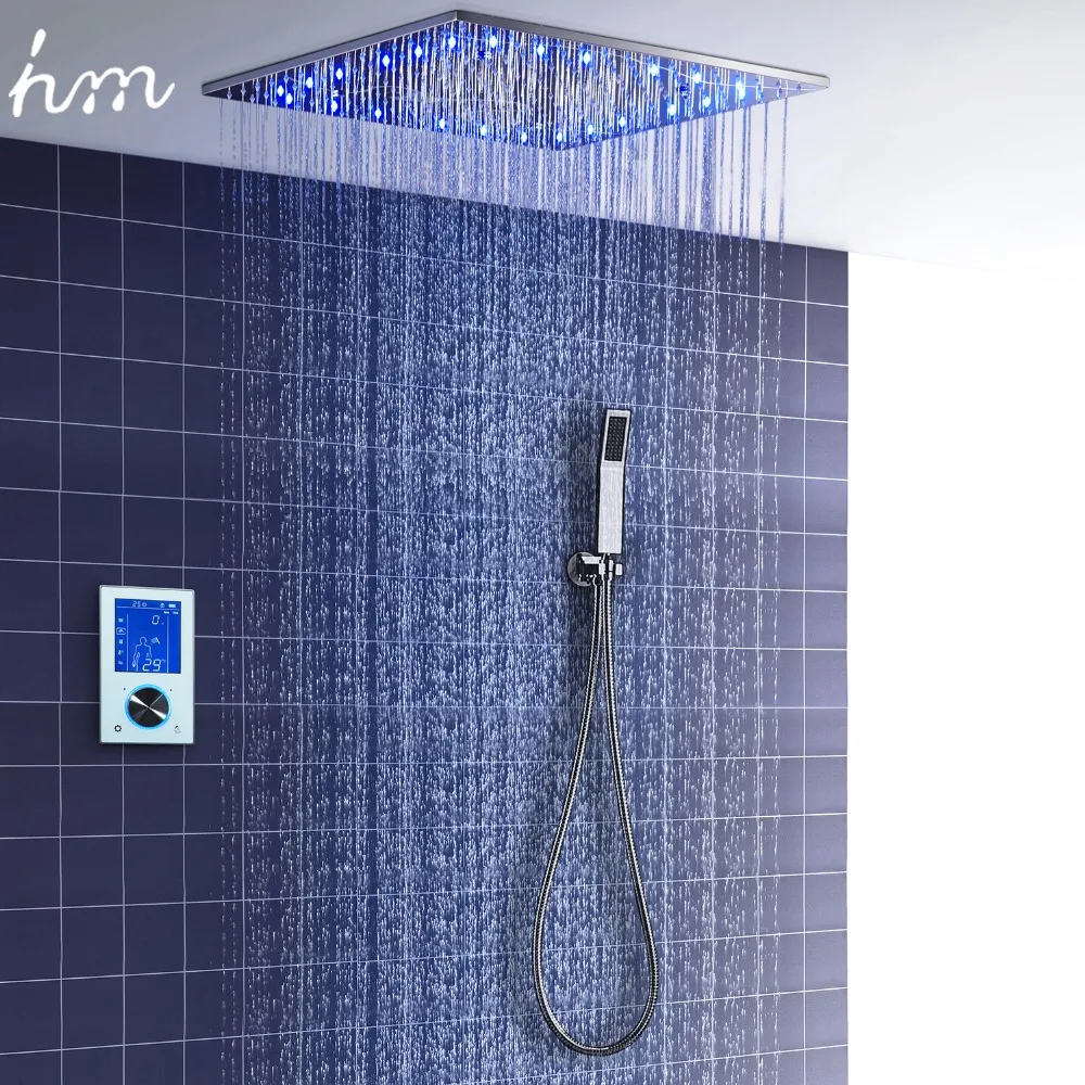 Hm Douche Set Multifunctionele LED Thermostatische Douche Systeem SPA Spray Regen Modus Intelligente Digitale Touch Monitor Douche Kolom