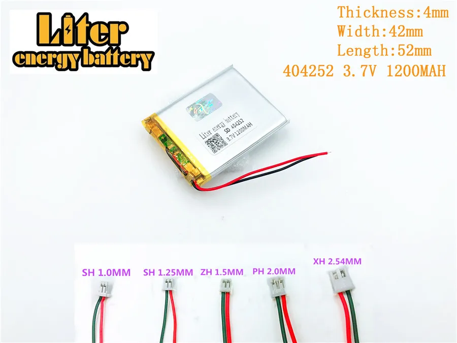 404252,3.7V 1200mAh Rechargeable Polymer Battery For 3.7V 404252 PLUG MP3 MP4 MP5 Lampe speaker toys Mobile polymer battery