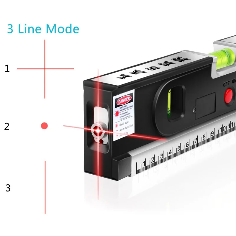 4 In 1 Blister Laser Levels Horizon Vertical Measuring Tape Aligner Laser Marking Lines Ruler Tool tripod for choose