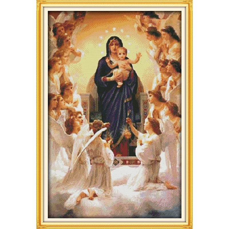 Joy Sunday The Virgin Mary And Her Son Pattern Cross-stitch Set Printed On Canvas embroidery Cross Stitch Kits Needlework Set