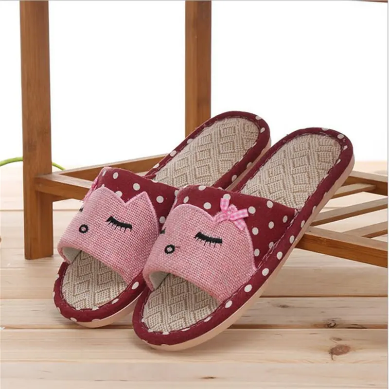 Men Hemp Glasses Home Slippers Man Slippers Cute Cat Lovers Home Slippers Indoor Plush Size House Shoes Man wholesale