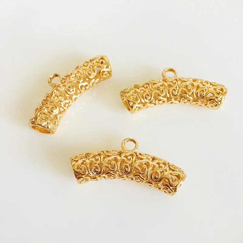 

wholesale 5 pcs/lot 14k gold plated big hole connector pendant charms hanger jewelry making DIY for women