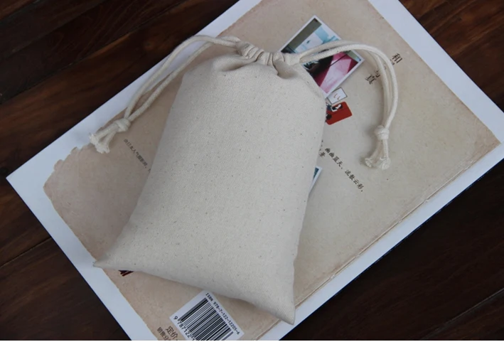 100pcs High quality cotton cheap drawstring bag,7*9cm cotton fabric jewelry bag wholesale cotton bags pouch for gift jewelry