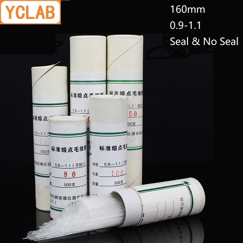 YCLAB 500PCS 160 มม.Capillary มาตรฐาน Melting Point ตัวอย่างแก้วหลอด Seal & NO Seal Lab อุปกรณ์ (ของขวัญสีแดง Latex HEAD)