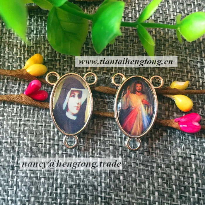 Free ship Fastina images rosary centerpiece,3 hole center,Divine Mercy charm,merciful jesus Charm, icon centerpiece