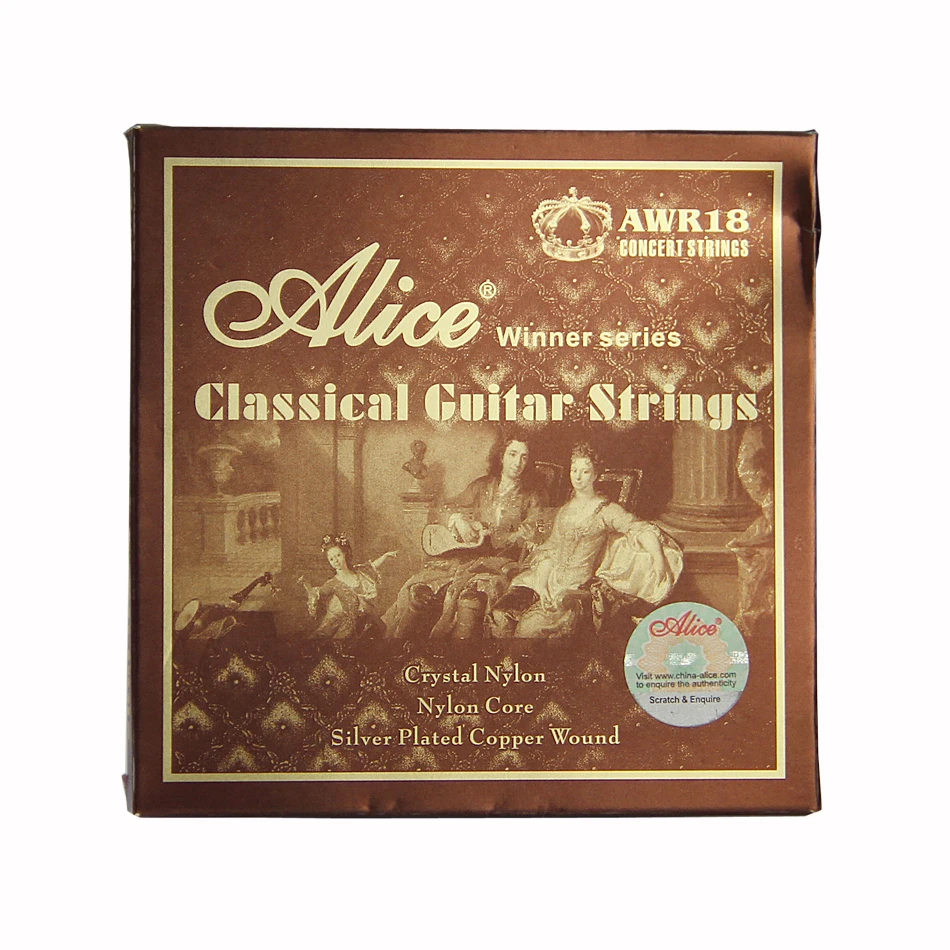 Alice 5 sets AWR18 Classical Guitar Strings Crystal Nylon Nylon Core Silver Plated Copper Wound Guitar Accessories part Guitarra