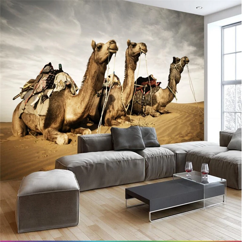 

beibehang Custom Photo Wallpaper Mural Wall Sticker 3D Camel Desert Gobi Mosaic TV Wall papel de parede 3d para sala atacado