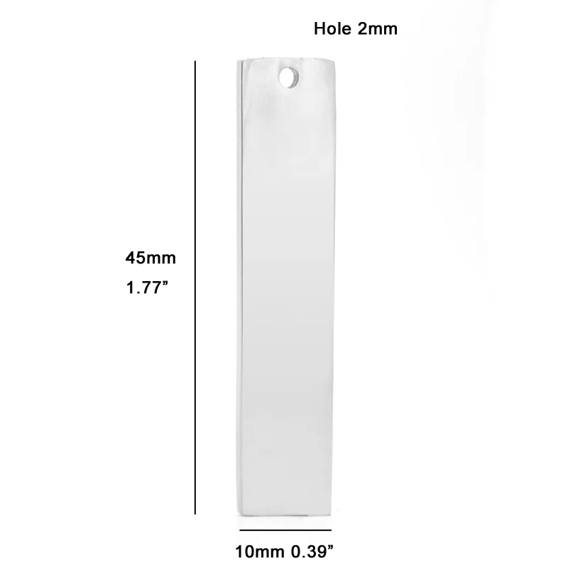 Risul pingente retangular 45x1 0mm/20*50mm, 50 peças, barra de identificação, pingente de 2 lados, alto polonês, aço inoxidável, faça você mesmo, colar pingente