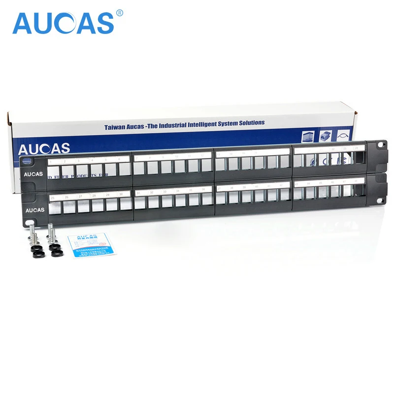 

AUCAS Blank 48 Ports Patch Panel RJ45 Modular Plug Connector With Cable Management Unshielded Keystone Jack