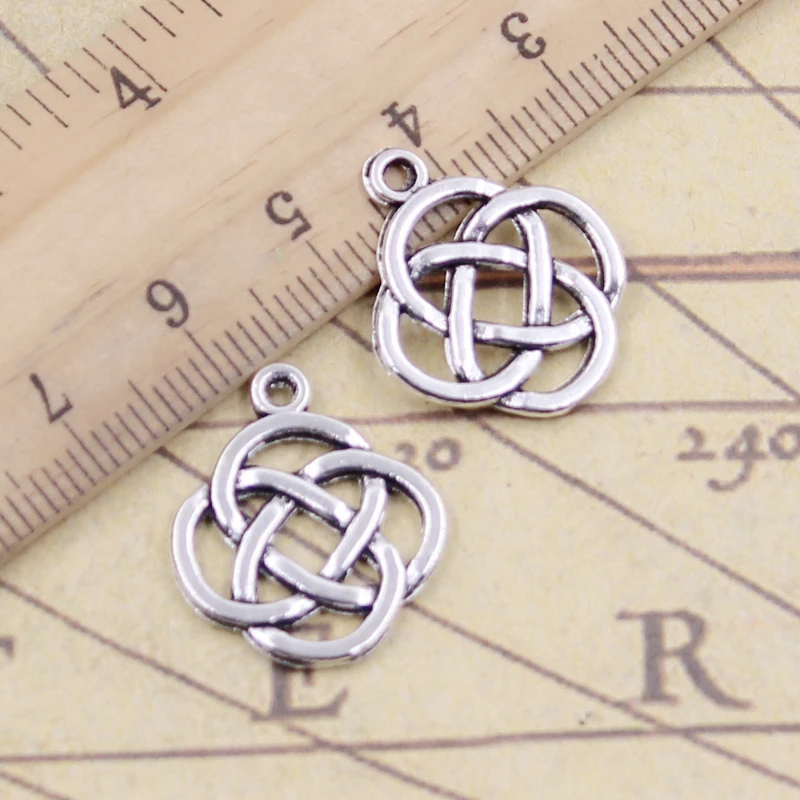 20pcs Charms Knot Amulet 18x16mm Tibetan Bronze Silver Color Pendants Antique Jewelry Making DIY Handmade Craft