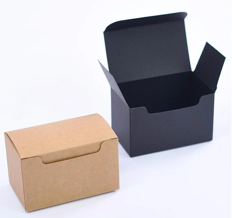 

Black Kraft Cardboard Boxes Gift Craft Play Business Name Card Tea Packaging Soap Paper Boxes 10*6*6cm