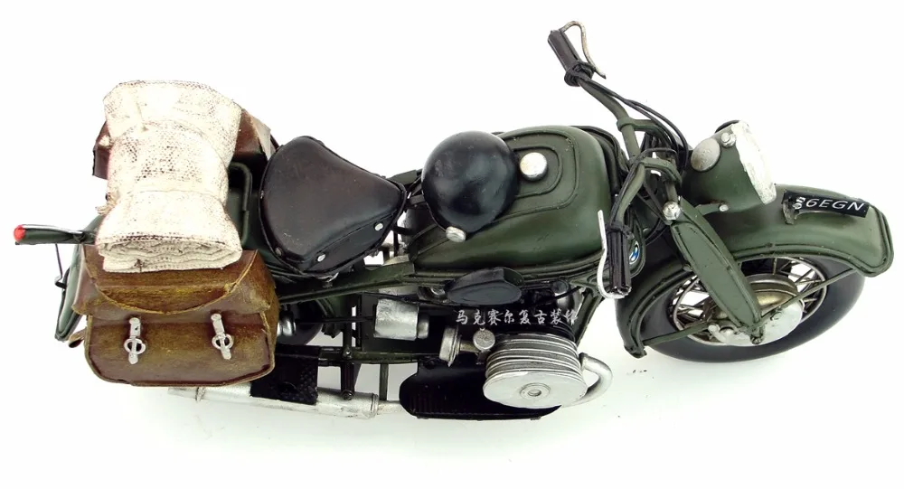 Antique classical motorcycle model retro vintage wrought creative decoration handcrafted and assembled by skilled artisans