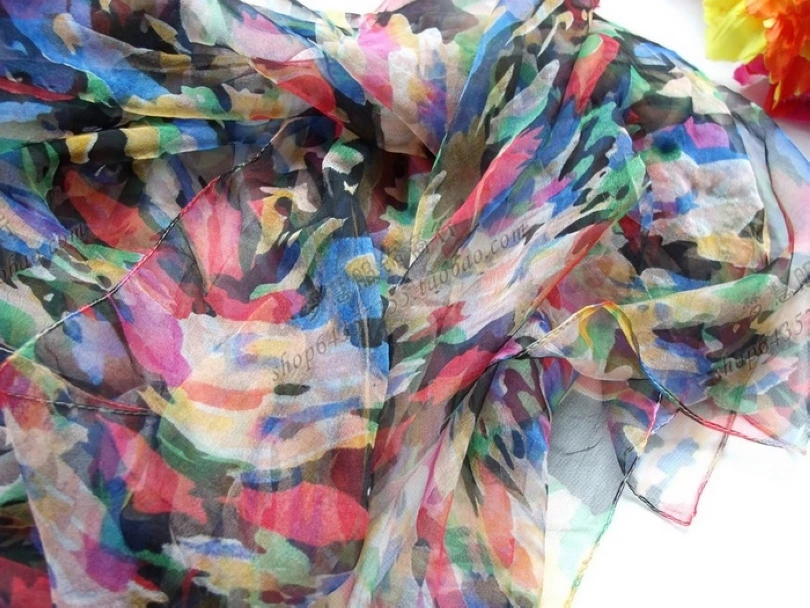 [BYSIFA] Colourful Silk Scarf Women Long Thin 100% Silk Long Scarf 170*105cm Elegant Oversized Size Brand Autumn Winter Scarves