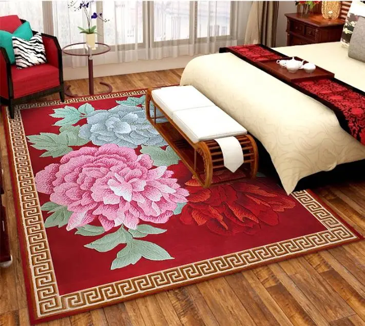 Japan style 100% wool Carpets For Bedroom hallyway European Style Area Rug Carpet Floor Door Mat Delicate Red Thicken carpets