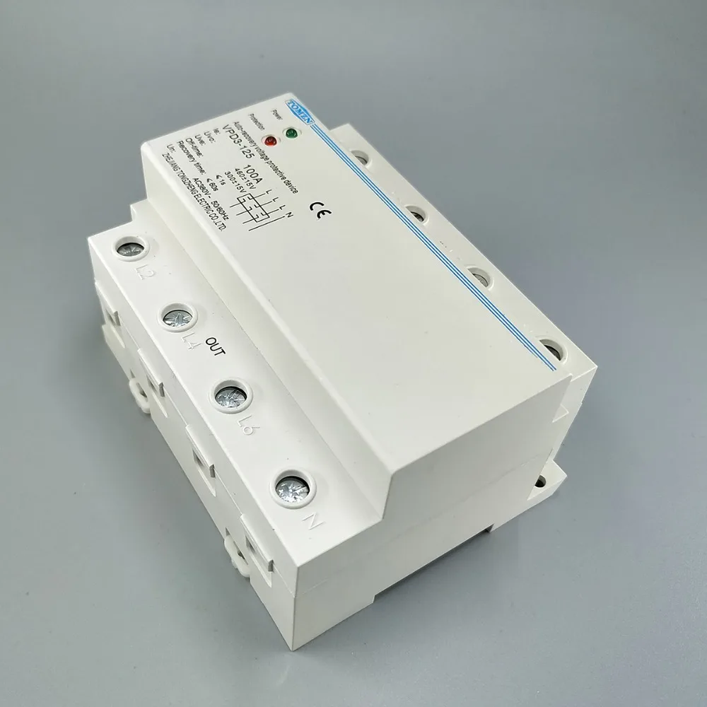 Imagem -06 - Recuperação Automática do Trilho do Ruído sobre a Tensão e sob a Tensão Relé Protetor Trifásico Fios 100a 380v