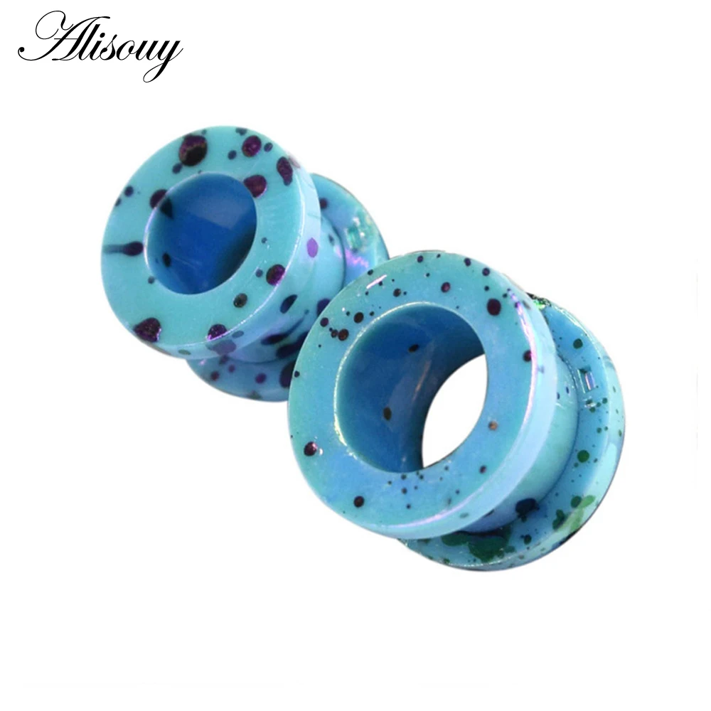 Alisouy 1 Pair Ear expander Body Piercings Acrylic Screw Back Flesh Tunnel Ear Plug Stretcher 2-12 mm printing ear studs plugs