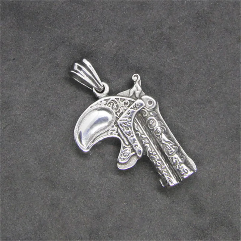 Hand Gun Pendant 316L Stainless Steel Band Party Men Boys Gun Pendant