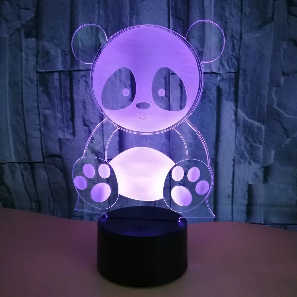 

New Panda 3d Lamp Led Lamp 7 color change 3d Nightlight Veilleuse Enfant Gift Lamp Kids Room Led Light Fixtures