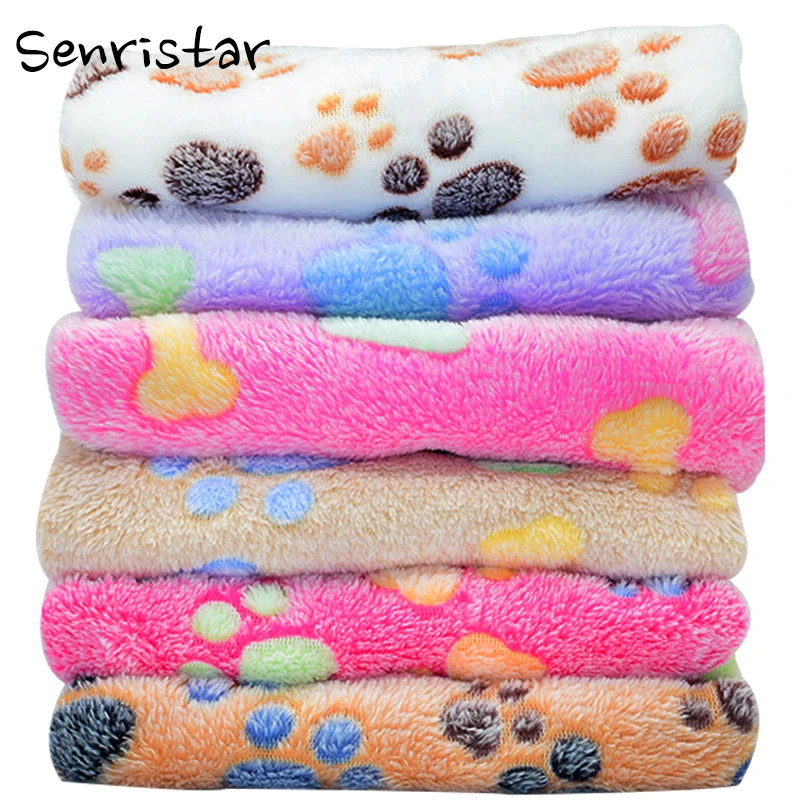 Pet Dog Bed Blanket Soft Fleece Cat Cushion Blanket Winter Warm Paw Print Pet Cats Cover Blanket For Small Medium Large Dogs Mat