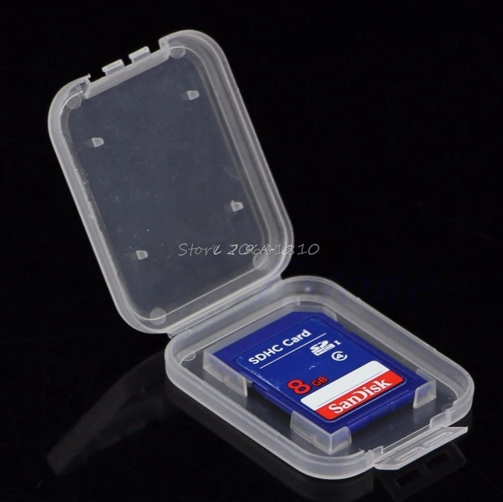 10Pcs SD SDHC Memory Card Case Holder Protector Transparent Plastic Box Storage  Drop Shipping