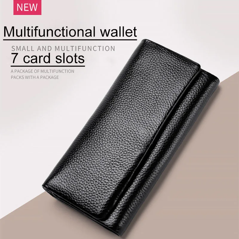 CICICUFF Brand 2023 New Genuine Leather Women Wallets Coin Purse Female Long Card Holder Lady Clutch Wallet with Phone Pockets