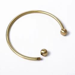 Unisex Screw Ball-End Cuff Bracelet Smooth Round Torque Charms Bangle for Charms Beads Open Cuff Jewelry