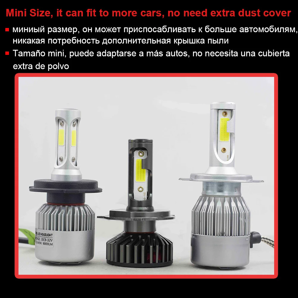 YHKOMS Canbus Car Headlight LED H4 H7 3000K 4300K 6500K 8000K LED Bulb  H11 H8 H1 H3 9005 9006 880 881 H27 Auto Fog Light Lamp