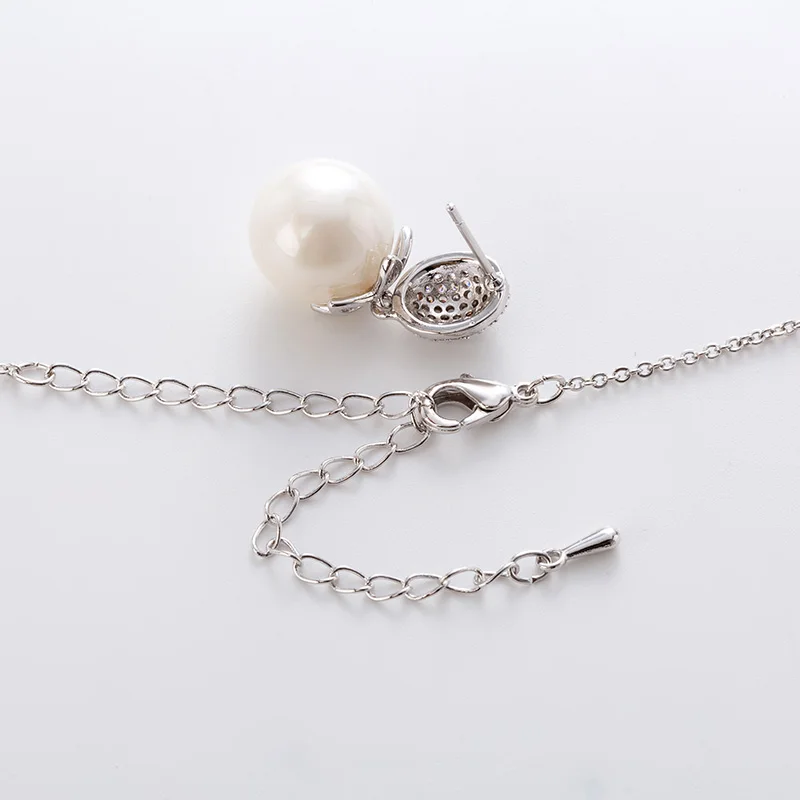 HadiyanaTrendy Noble Lady Micro Inlaid Pendant Earrings Set Simple Pearl AAA Cubic Zirconia Necklace Party Jewelry Gift TZ8094