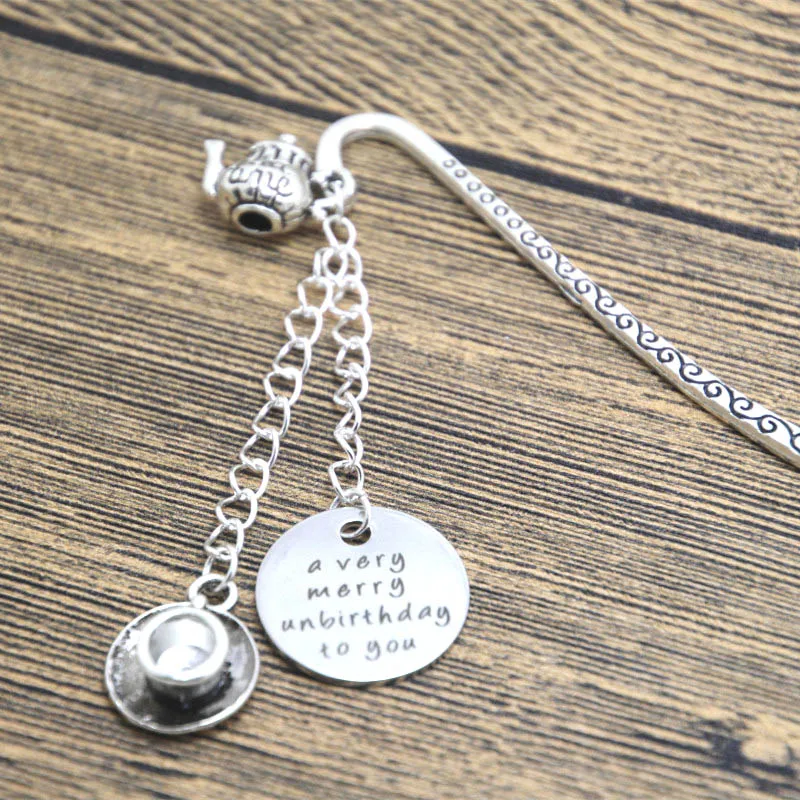 Alice in Wonderland inspired unbirthday bookmark A very merry unbirthday to you Tea Party Fairytale Jewlery