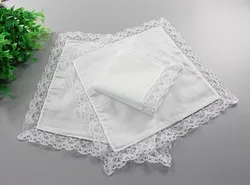 Pañuelo de encaje personalizado para mujer, servilletas de tela blanca, regalos de boda, decoración de boda, 20 piezas 25*25cm