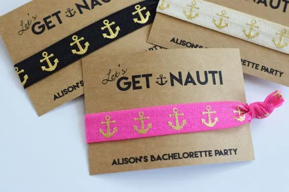 

personalize 10pcs nautical wedding bridesmaid Elastic Hair Ties, Elastic Wristbands Bachelorette bridesmaid proposal favors