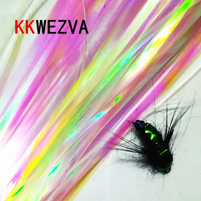 

KKWEZVA 2 pack / 60pcs Pearl Color 2mm Width Holographic Tinsel, Mylar Metallic Tinsel Fly Fishing bait back body material