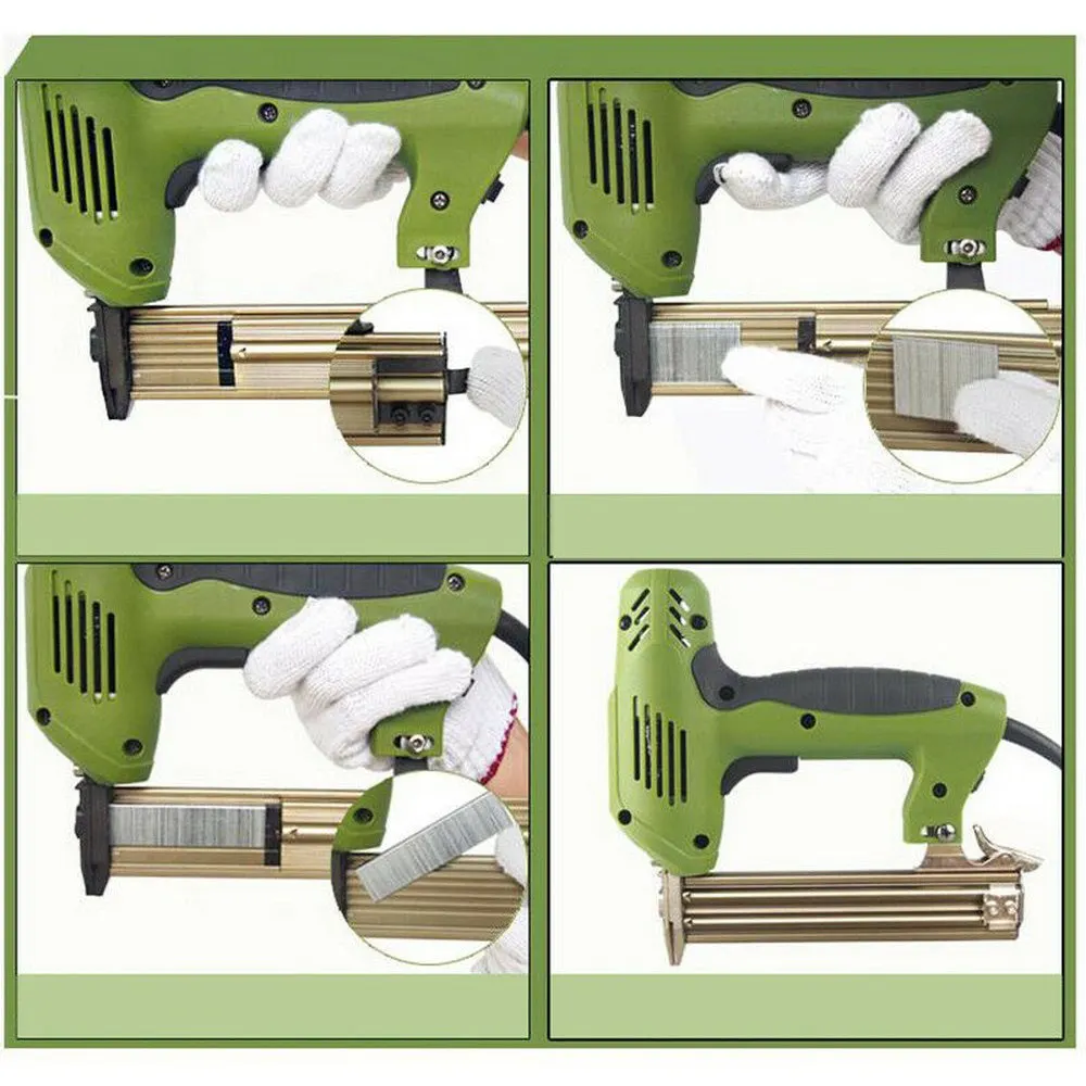 220V Electric Stapler Straight Nail Gun Framing Tacker Power Tools Staple Gun for Woodworker Furniture 5/10/15/20/25/30mm Nails