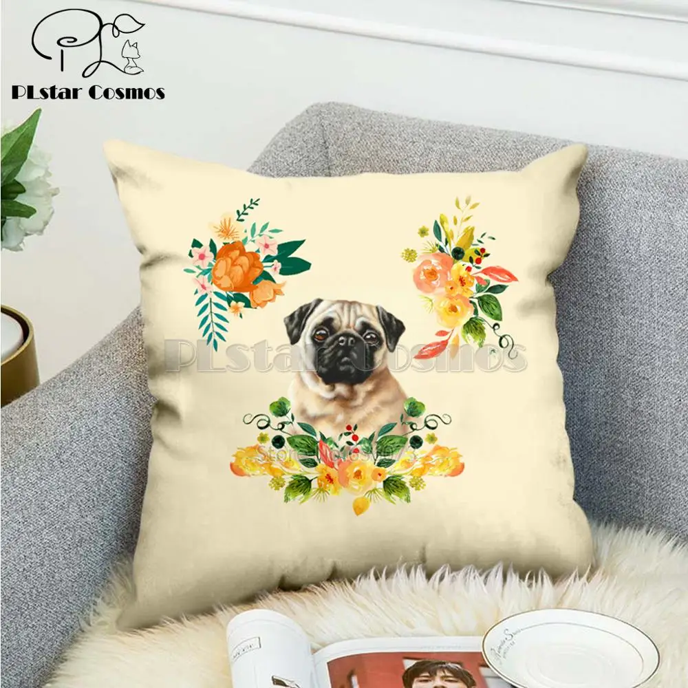 Pet dog flower puppy Nordic short plush Pillow Case Polyester Decorative Throw Pillow Cover Square style-10