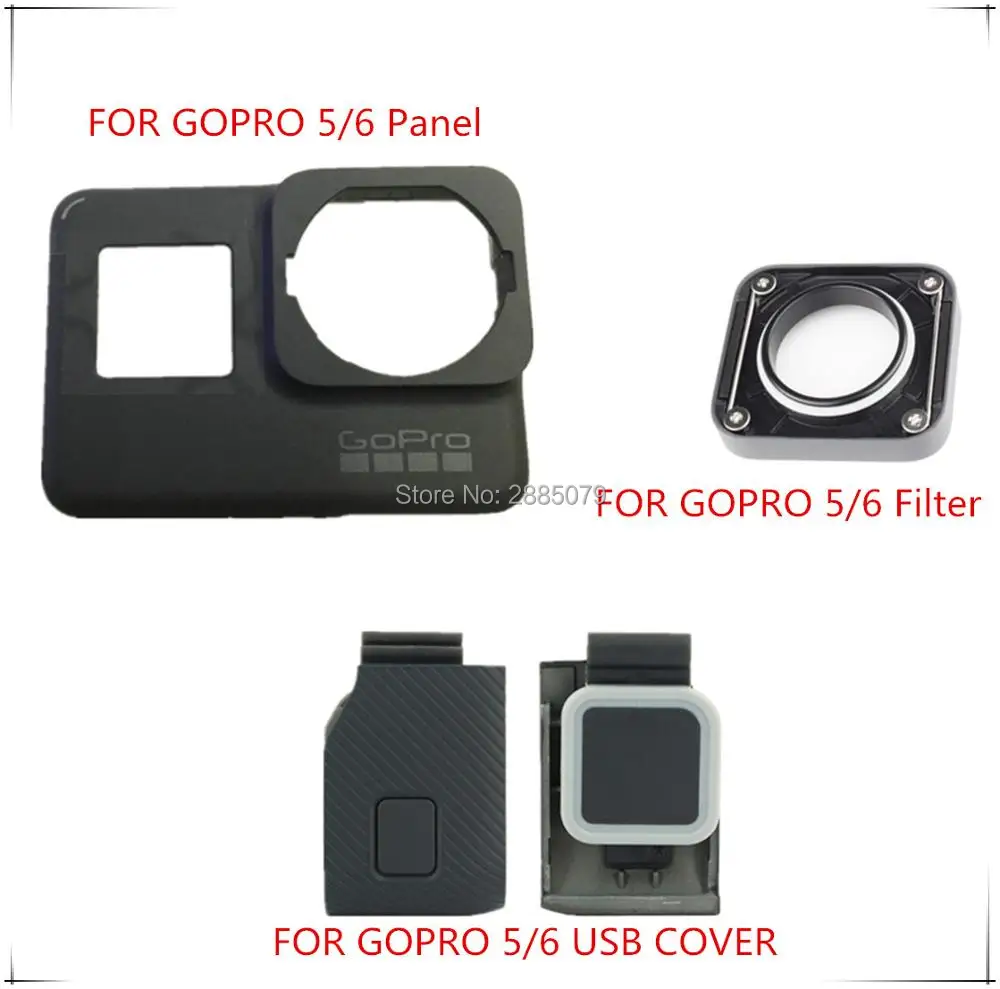 Für GoPro Hero 5 6 schwarz Original Zubehör GoPro Rahmen Vorne Tür Frontplatte Panel/UV Filter Glas Objektiv/batterie USB Abdeckung Fall