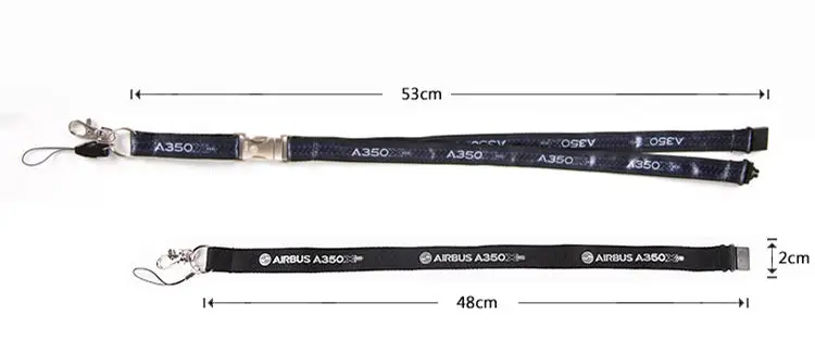 Airbus A350 Black Lanyard with Metal Buckle for Pliot Flight Crew \'s License ID Card Holder Boarding Pass long short String Slin