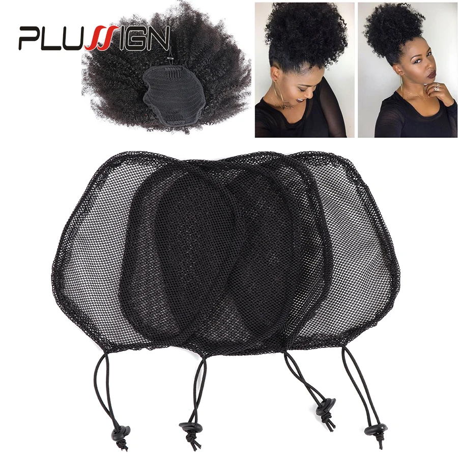 Plussign Wig Caps For Making Ponytail Black Color High 2022 Net Guleless Hairnet Hair Bun Net For Women 1Pcs Ponytail Net