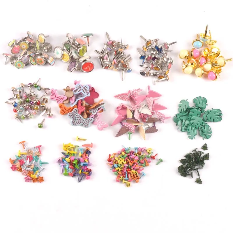 2019 new mixed Pattern Round Diy Brads Scrapbooking Embellishment Fastener Brad Metal Crafts Decoration 28 design pick cp2241